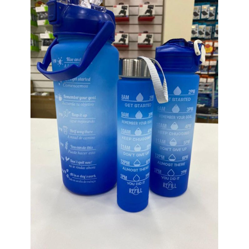 Trio Botella Motivacional Sticker Pines