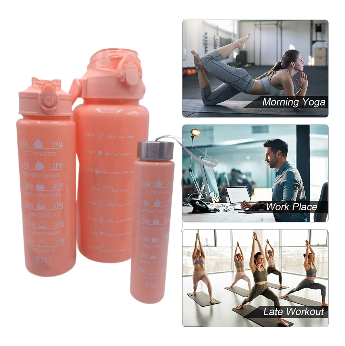 Trio Botella Motivacional Sticker Pines